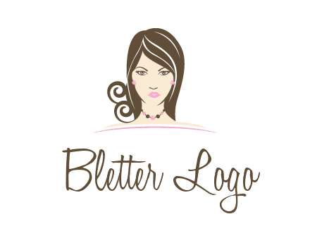 head of beautiful woman wearing bead earrings and necklace jewelry logo