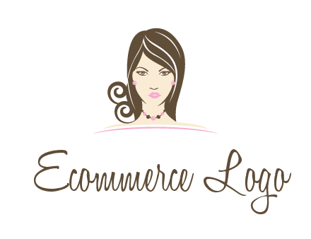 head of beautiful woman wearing bead earrings and necklace jewelry logo