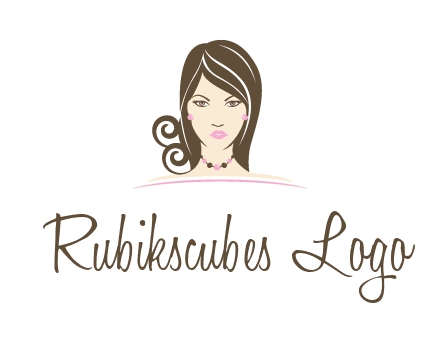 head of beautiful woman wearing bead earrings and necklace jewelry logo