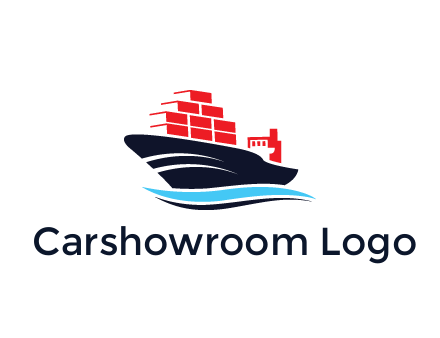 ship carrying containers trade logo