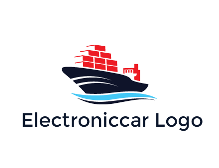 ship carrying containers trade logo