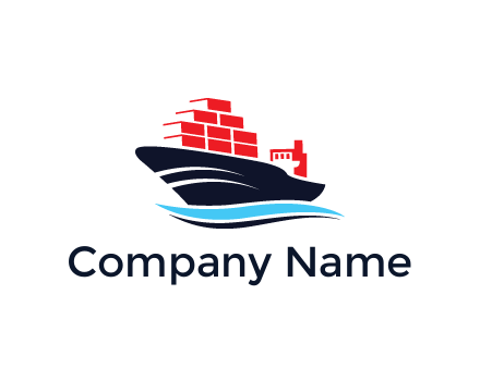 ship carrying containers trade logo