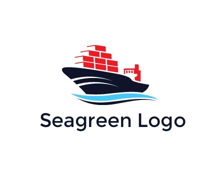 ship carrying containers trade logo