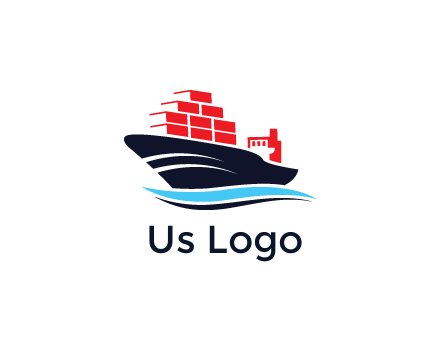 ship carrying containers trade logo