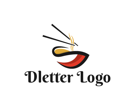 abstract noodle bowl with chopsticks restaurant logo