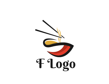 abstract noodle bowl with chopsticks restaurant logo