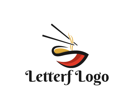 abstract noodle bowl with chopsticks restaurant logo