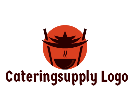 chopsticks with soup bowl food logo