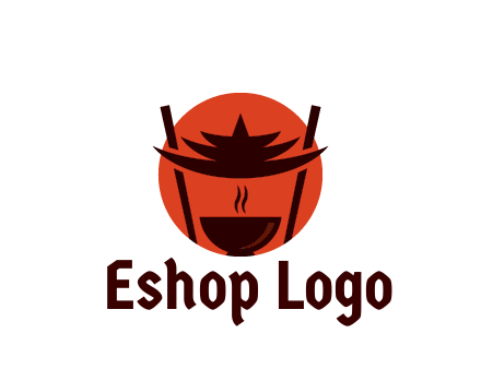 chopsticks with soup bowl food logo