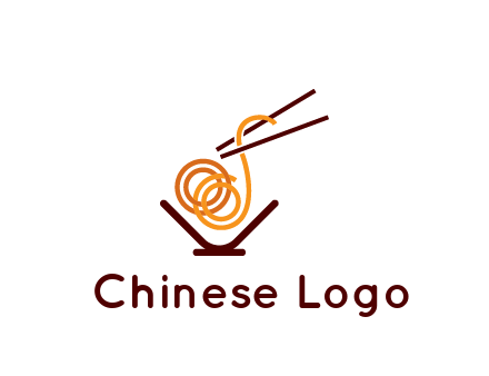 noodles with chopsticks in bowl restaurant logo