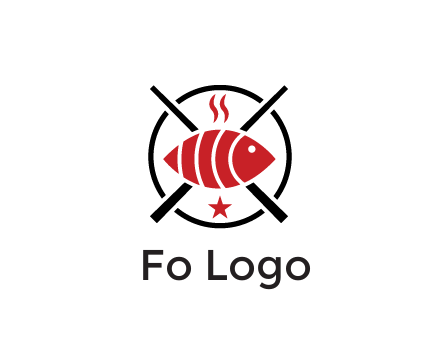 sushi on plate with chopsticks restaurant logo