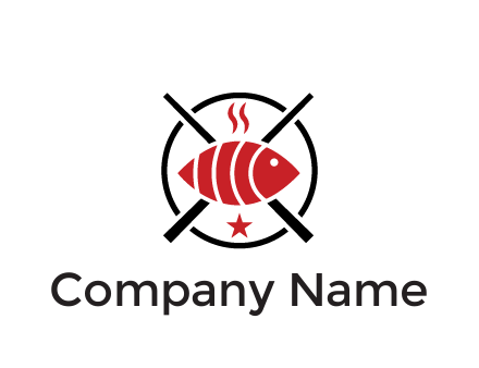 sushi on plate with chopsticks restaurant logo