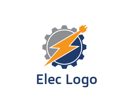 socket with electric bolt in gear engineering logo