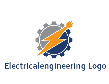 socket with electric bolt in gear engineering logo