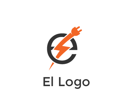 letter E with electric bolt and socket energy logo