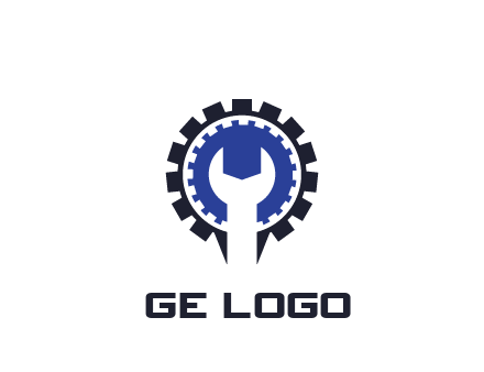 negative spacing of wrench in gear engineering logo