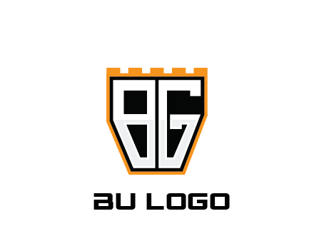 letter B and G in battlement construction logo