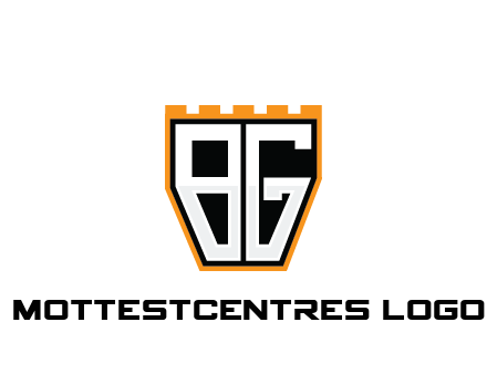 letter B and G in battlement construction logo