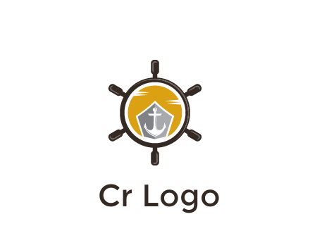 anchor in ship wheel travel logo