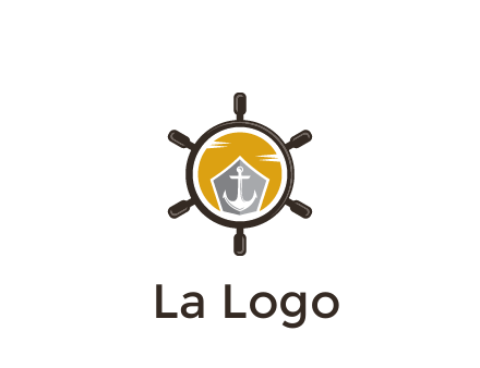 anchor in ship wheel travel logo