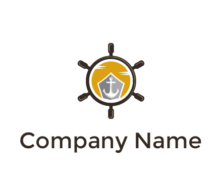 anchor in ship wheel travel logo