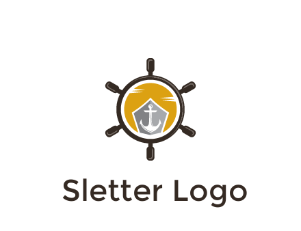 anchor in ship wheel travel logo