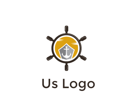 anchor in ship wheel travel logo