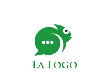 abstract chameleon with text bubble communication logo