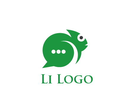 abstract chameleon with text bubble communication logo