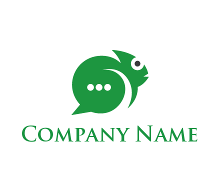 abstract chameleon with text bubble communication logo