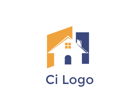 negative spacing of house construction logo