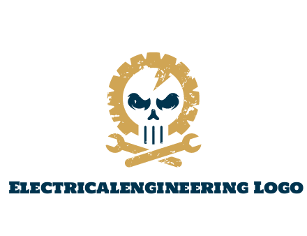 skull in gear with wrench engineering logo