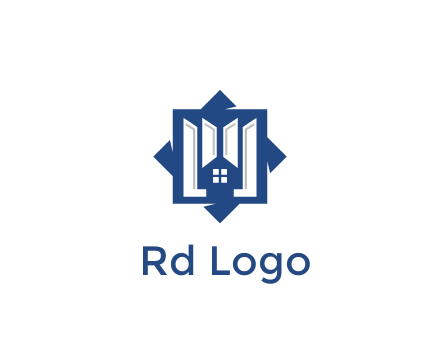 abstract rhombus with house real estate logo