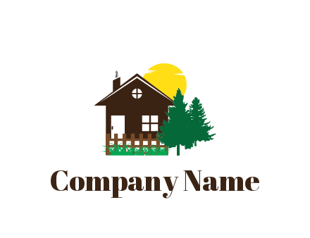 house with sun and trees housing logo