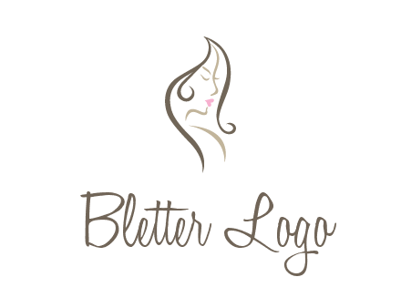 line art silhouette of woman profile beauty logo