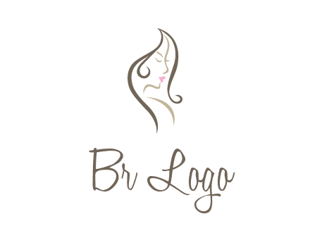 line art silhouette of woman profile beauty logo