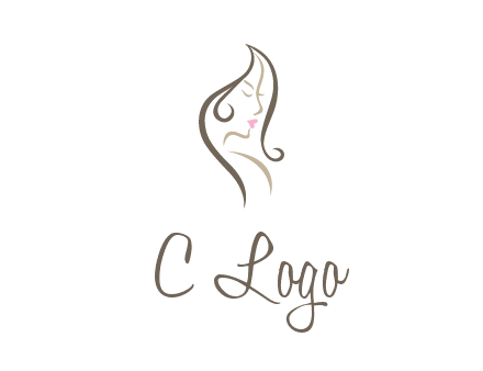 line art silhouette of woman profile beauty logo