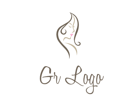 line art silhouette of woman profile beauty logo