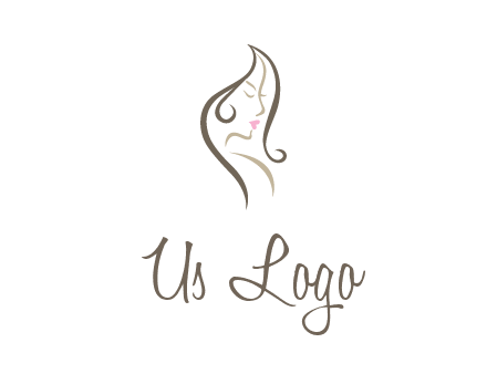 line art silhouette of woman profile beauty logo