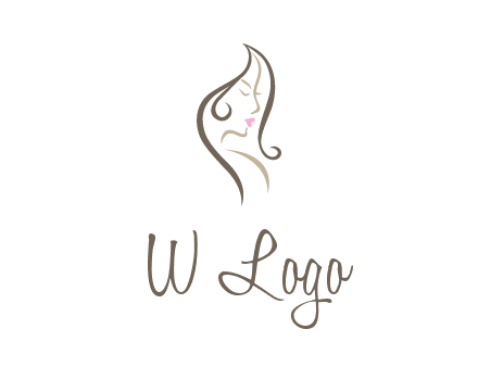 line art silhouette of woman profile beauty logo