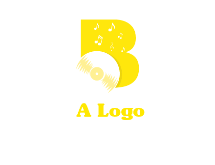 disk incorporated with letter b with music notes logo