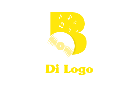 disk incorporated with letter b with music notes logo