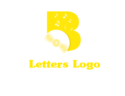 disk incorporated with letter b with music notes logo