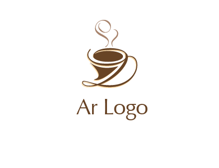 fancy abstract coffee cup with steam beverage logo