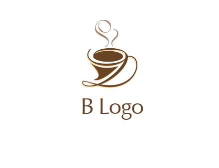 fancy abstract coffee cup with steam beverage logo