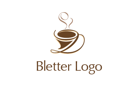 fancy abstract coffee cup with steam beverage logo