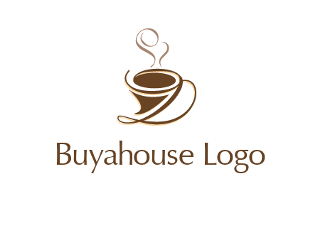 fancy abstract coffee cup with steam beverage logo