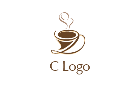 fancy abstract coffee cup with steam beverage logo