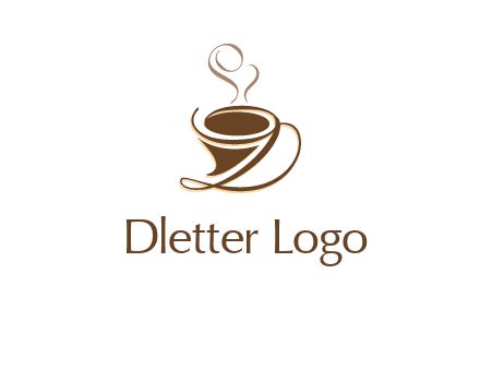 fancy abstract coffee cup with steam beverage logo