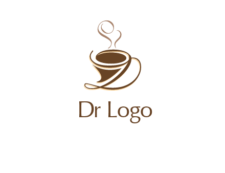 fancy abstract coffee cup with steam beverage logo